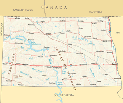 Download PDF map of North Dakota